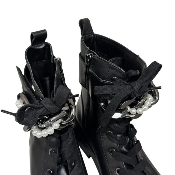 Karl Lagerfeld Women's Combat Boots Maxi Chain Fem Size 8 NEW - Picture 4 of 9